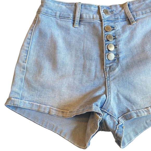 Kendall & Kylie High Rise Light Wash Denim Shorts - Picture 2 of 13